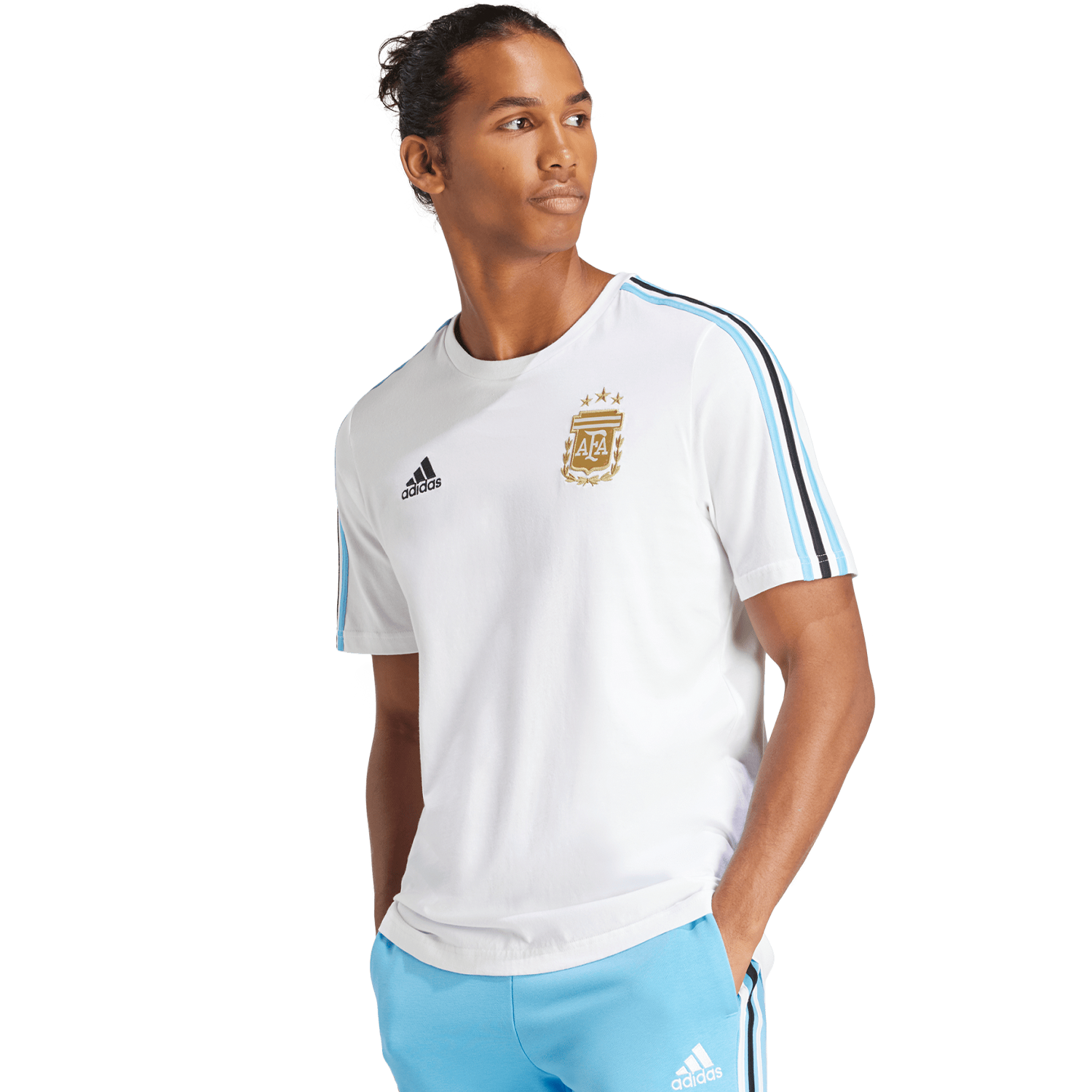 adidas Argentina Camiseta de manga corta con 3 rayas DNA para hombre TUDN Fan Shop